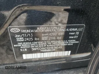 2013 Hyundai Sonata Limited with VIN 5NPEC4AC1DH674549, listed as a Copart auction lot 53017565 with 128,978 mi miles and Salvage Title. Bid and sale history available at carsss.com. Image 14.