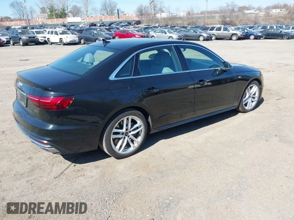 2023 Audi A4 S line Premium Plus with VIN WAUEAAF49PA001586, listed as a IAAI auction lot 41772434 with 30,388 mi miles and . Bid and sale history available at DreamBid. Image 4.
