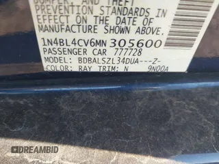 2021 Nissan Altima 2.5 SR with VIN 1N4BL4CV6MN305600, listed as a IAAI auction lot 41763467 with 110,054 mi miles. Bid and sale history available at carsss.com. Image 9.