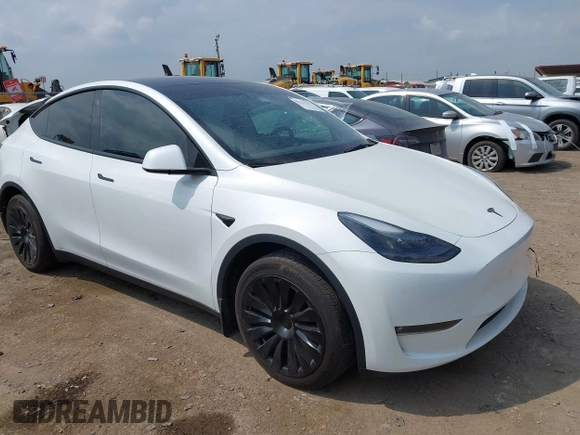 2023 Tesla Model Y Long Range with VIN 7SAYGAEEXPF776370, listed as a IAAI auction lot 42127512 with 27,120 mi miles and . Bid and sale history available at DreamBid. Image 1.