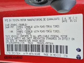 2021 Toyota Tacoma SR with VIN 3TYAX5GN9MT011715, listed as a Copart auction lot 52770825 with 114,454 mi miles and Clean title. Bid and sale history available at DreamBid. Image 12.