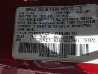 2015 Infiniti Q60 S Limited with VIN JN1CV6EKXFM870323, listed as a IAAI auction lot 42603491 with 88,271 mi miles and . Bid and sale history available at DreamBid. Image 9.