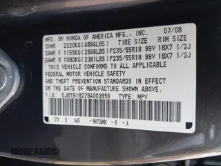 2009 Acura RDX with VIN 5J8TB18279A002856, listed as a IAAI auction lot 41920258 with 185,530 mi miles and . Bid and sale history available at carsss.com. Image 9.