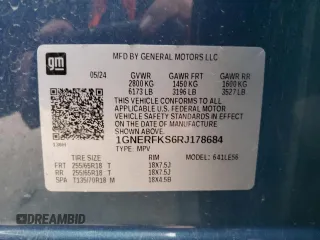 2024 Chevrolet Traverse with VIN 1GNERFKS6RJ178684, listed as a Copart auction lot 88854725 with 8,050 mi miles and Clean title. Bid and sale history available at DreamBid. Image 12.