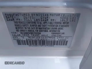 2021 Nissan Sentra SV with VIN 3N1AB8CV0MY293384, listed as a IAAI auction lot 41096159 with 53,916 mi miles and . Bid and sale history available at DreamBid. Image 9.