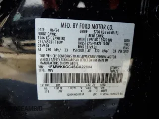 2025 Ford Explorer ST with VIN 1FMWK8GC4SGA22804, listed as a Copart auction lot 49159385 with 7,554 mi miles and Salvage Title. Bid and sale history available at carsss.com. Image 13.