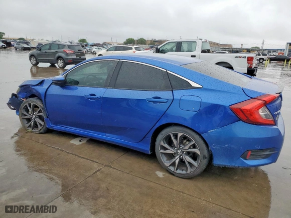 2019 Honda Civic Sedan Sport with VIN 19XFC2F82KE022215, listed as a Copart auction lot 50644045 with 66,756 mi miles and Salvage Title. Bid and sale history available at carsss.com. Image 2.