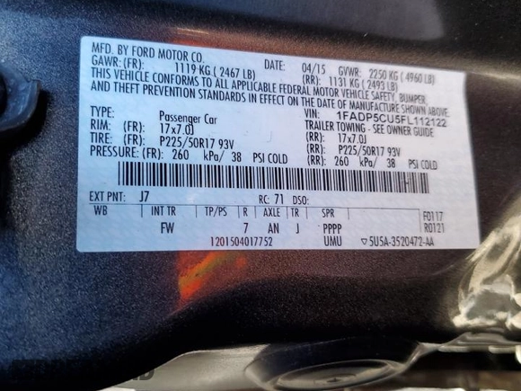 2015 Ford C-Max Energi SEL with VIN 1FADP5CU5FL112122, listed as a Copart auction lot 80625233 with 65,749 mi miles. Bid and sale history available at carsss.com. Image 15.