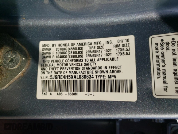 2010 Honda CR-V EX with VIN 5J6RE4H5XAL030634, listed as a Copart auction lot 77531624 with 184,834 mi miles and Salvage Title. Bid and sale history available at carsss.com. Image 15.
