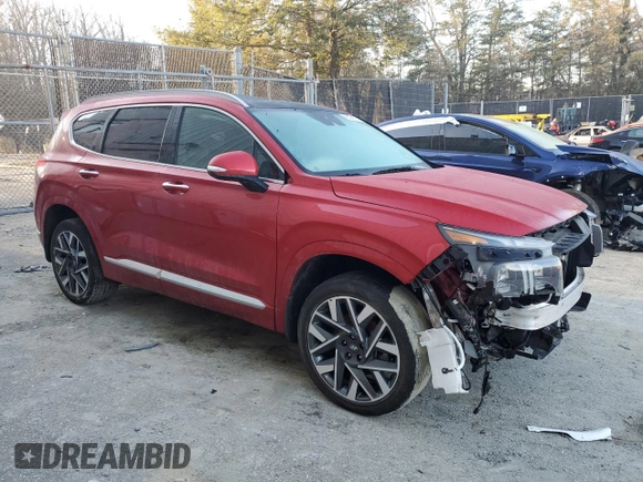 2023 Hyundai Santa Fe Calligraphy z VIN 5NMS54ALXPH576117, wystawiony jako Copart lot #45272775 z przebiegiem 48 911 mil mil oraz Szkoda całkowita • Salvage title. Historia ofert i sprzedaży dostępna na DreamBid. Obrazek 4.