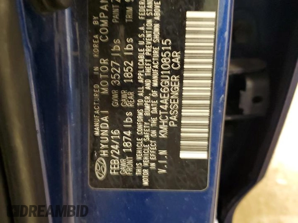 2016 Hyundai Accent SE z VIN KMHCT4AE6GU108515, wystawiony jako Copart lot #52794275 z przebiegiem 169 789 mil mil oraz Nie do naprawy • Non repairable. Historia ofert i sprzedaży dostępna na DreamBid. Obrazek 12.