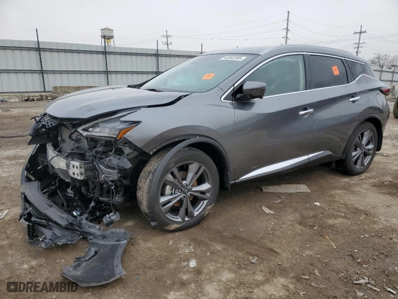 2023 Nissan Murano Platinum with VIN 5N1AZ2DS9PC107019, listed as a Copart auction lot 43552595 with 19,972 mi miles and Salvage Title. Bid and sale history available at carsss.com. Image 1.