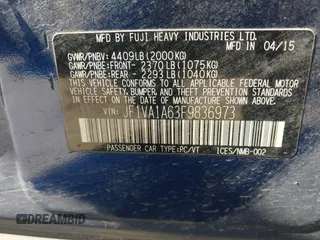 2015 Subaru WRX with VIN JF1VA1A63F9836973, listed as a IAAI auction lot 41789301 with 99,853 mi miles. Bid and sale history available at carsss.com. Image 9.