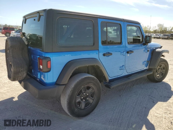 2022 Jeep Wrangler Unlimited Sport with VIN 1C4HJXDN8NW173946, listed as a Copart auction lot 48877615 with Not Provided miles and Salvage Title. Bid and sale history available at DreamBid. Image 3.