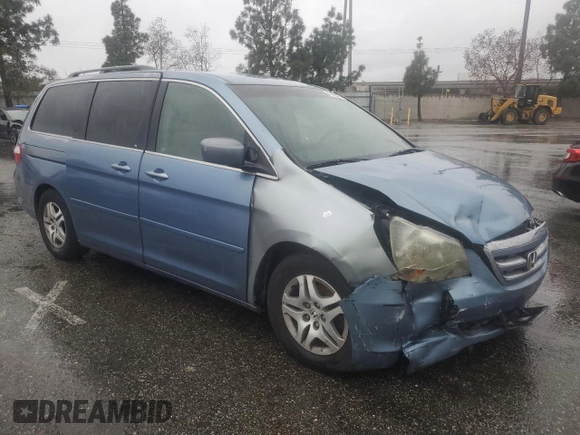 2005 Honda Odyssey EX with VIN 5FNRL384X5B047682, listed as a Copart auction lot 47988485 with 201,593 mi miles and Salvage Title. Bid and sale history available at carsss.com. Image 4.