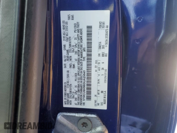 2013 Ford Escape SEL with VIN 1FMCU9H96DUA29845, listed as a Copart auction lot 44753655 with 99,376 mi miles and Salvage Title. Bid and sale history available at DreamBid. Image 14.