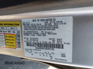 2013 Ford Fusion SE with VIN 3FA6P0HR1DR295193, listed as a IAAI auction lot 41774818 with 184,252 mi miles. Bid and sale history available at carsss.com. Image 9.