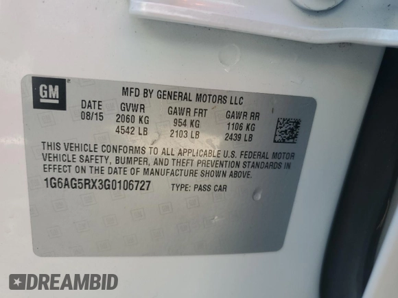 2016 Cadillac ATS Standard AWD z VIN 1G6AG5RX3G0106727, wystawiony jako Copart lot #55215165 z przebiegiem 74 974 mil mil oraz Nie do naprawy • Non repairable. Historia ofert i sprzedaży dostępna na DreamBid. Obrazek 13.