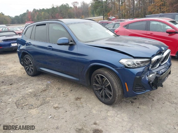 2023 BMW X3 xDrive30i with VIN 5UX53DP02P9P18230, listed as a IAAI auction lot 40907020 with 16,080 mi miles. Bid and sale history available at carsss.com. Image 1.