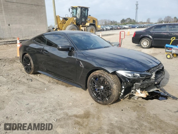 2023 BMW M4 Competition xDrive with VIN WBS43AZ05PCM59611, listed as a Copart auction lot 50389065 with 14,205 mi miles and Salvage title. Bid and sale history available at DreamBid. Image 4.
