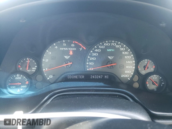 2001 Chevrolet Corvette with VIN 1G1YY22G415117157, listed as a Copart auction lot 49842865 with 243,247 mi miles and Salvage Title. Bid and sale history available at carsss.com. Image 9.