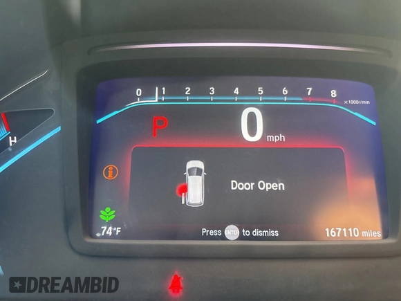 2020 Honda Odyssey Elite with VIN 5FNRL6H99LB004073, listed as a Copart auction lot 54796285 with 167,110 mi miles and Clean Title. Bid and sale history available at DreamBid. Image 8.
