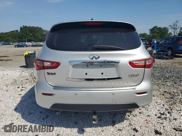 2014 Infiniti QX60 with VIN 5N1AL0MM2EC504690, listed as a Copart auction lot 62055565 with 120,316 mi miles and Salvage title. Bid and sale history available at DreamBid. Image 6.