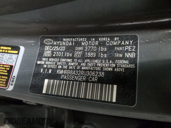 2024 Hyundai Venue SE with VIN KMHRB8A32RU306238, listed as a Copart auction lot 84162244 with 9,637 mi miles and Salvage Title. Bid and sale history available at DreamBid. Image 13.