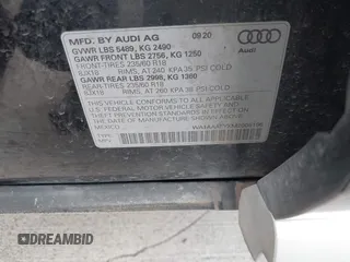 2021 Audi Q5 Premium with VIN WA1AAAFYXM2005196, listed as a IAAI auction lot 41593700 with 63,573 mi miles. Bid and sale history available at carsss.com. Image 9.