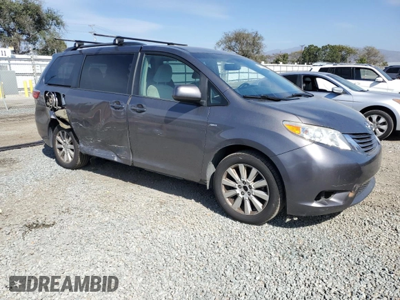 2017 Toyota Sienna LE with VIN 5TDJZ3DC0HS162025, listed as a Copart auction lot 47014305 with 192,528 mi miles and Salvage Title. Bid and sale history available at carsss.com. Image 4.