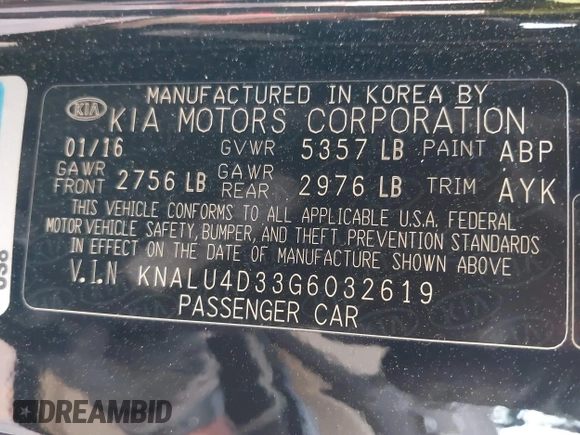 2016 Kia K900 Luxury z VIN KNALU4D33G6032619, wystawiony jako IAAI lot #41307044 z przebiegiem 43 242 mil mil oraz . Historia ofert i sprzedaży dostępna na DreamBid. Obrazek 9.