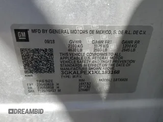 2019 GMC Terrain SLT z VIN 3GKALPEX1KL183168, wystawiony jako Copart lot #53883995 z przebiegiem 141 664 mil mil oraz Szkoda całkowita • Salvage title. Historia ofert i sprzedaży dostępna na DreamBid. Obrazek 13.