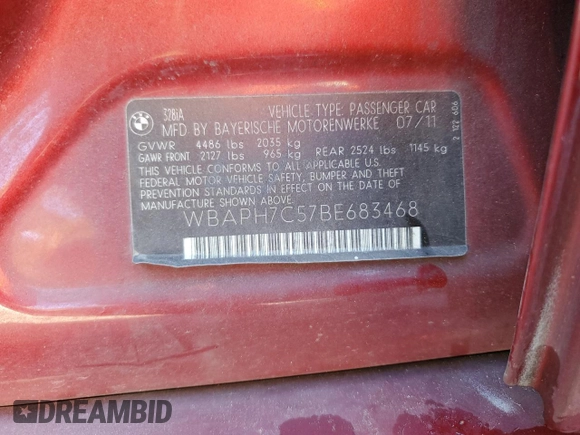 2011 BMW 3 Series 328i z VIN WBAPH7C57BE683468, wystawiony jako Copart lot #55508075 z przebiegiem 135 672 mil mil oraz Nie do naprawy • Non repairable. Historia ofert i sprzedaży dostępna na DreamBid. Obrazek 15.