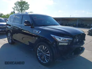 2018 Infiniti QX80 with VIN JN8AZ2ND0J9840749, listed as a IAAI auction lot 42077657 with 54,128 mi miles and . Bid and sale history available at DreamBid. Image 1.