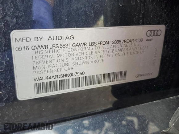 2017 Audi A8 L with VIN WAU44AFD5HN007950, listed as a Copart auction lot 51775815 with 95,633 mi miles and Salvage Title. Bid and sale history available at carsss.com. Image 14.