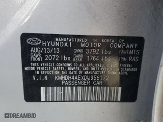 2013 Hyundai Elantra GLS PZEV with VIN KMHDH4AEXDU956172, listed as a Copart auction lot 49737735 with 117,220 mi miles and Salvage Title. Bid and sale history available at carsss.com. Image 12.