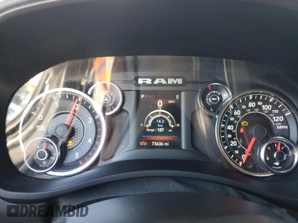 2021 Ram 2500 Big Horn with VIN 3C6UR5DL5MG633465, listed as a Copart auction lot 47214265 with 73,636 mi miles and Salvage Title. Bid and sale history available at carsss.com. Image 9.