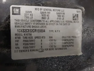 2012 GMC Yukon SLT with VIN 1GKS2CE02CR159894, listed as a IAAI auction lot 41686663 with 189,965 mi miles. Bid and sale history available at carsss.com. Image 9.