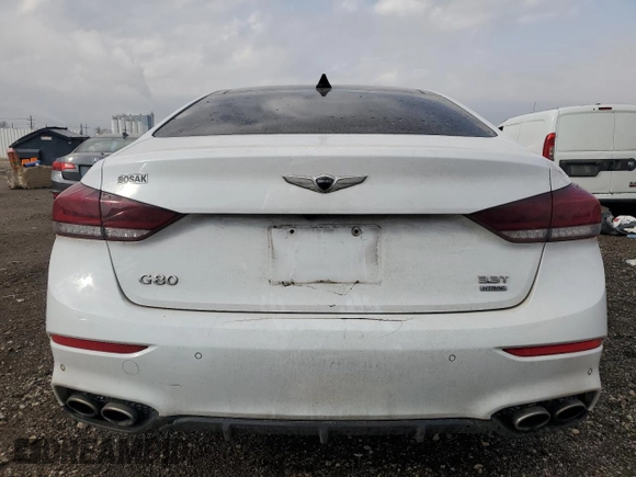 2018 Genesis G80 Sport with VIN KMHGN4JB7JU241681, listed as a Copart auction lot 49821055 with 99,833 mi miles and Salvage title. Bid and sale history available at DreamBid. Image 6.