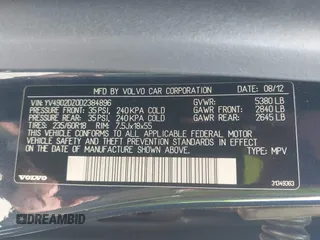 2013 Volvo XC60 T6 with VIN YV4902DZ0D2384896, listed as a IAAI auction lot 42156123 with 148,971 mi miles and . Bid and sale history available at DreamBid. Image 9.