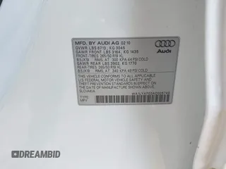 2010 Audi Q7 Premium Plus with VIN WA1LYAFE0AD005749, listed as a IAAI auction lot 42076797 with 174,166 mi miles and . Bid and sale history available at DreamBid. Image 9.