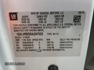 2010 GMC Acadia SLT1 with VIN 1GKLVMED5AJ247922, listed as a Copart auction lot 53745505 with 95,617 mi miles and Clean Title. Bid and sale history available at carsss.com. Image 13.