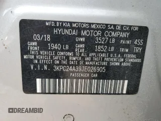 2018 Hyundai Accent SEL with VIN 3KPC24A39JE026905, listed as a Copart auction lot 43460564 with 120,657 mi miles. Bid and sale history available at carsss.com. Image 12.