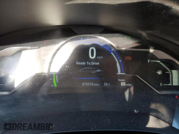 2018 Honda Clarity Plug-In Hybrid Touring with VIN JHMZC5F37JC019186, listed as a Copart auction lot 43803474 with 75,574 mi miles. Bid and sale history available at carsss.com. Image 9.