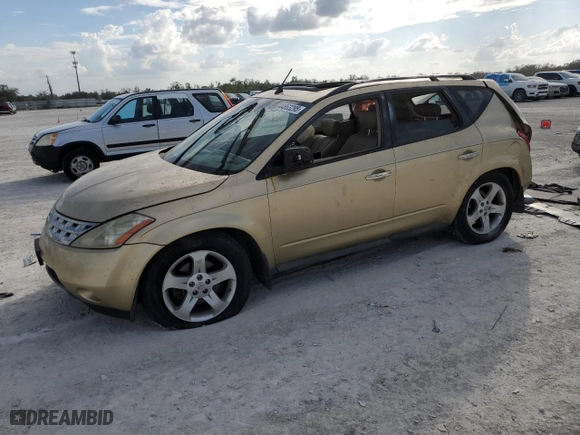 2003 Nissan Murano SL with VIN JN8AZ08W43W210268, listed as a Copart auction lot 44863295 with 0 mi miles and Salvage Title. Bid and sale history available at carsss.com. Image 1.
