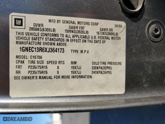 1999 Chevrolet Tahoe with VIN 1GNEC13R6XJ364173, listed as a Copart auction lot 88271575 with 196,935 mi miles and Salvage Title. Bid and sale history available at carsss.com. Image 13.