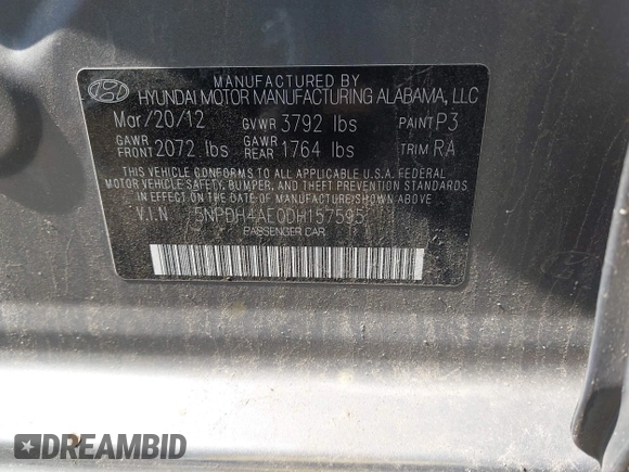 2013 Hyundai Elantra GLS с VIN 5NPDH4AE0DH157595, выставлен на аукционе IAAI как лот 42467146 с пробегом 131 807 миль миль и . История ставок и продаж доступна на DreamBid. Изображение 9.