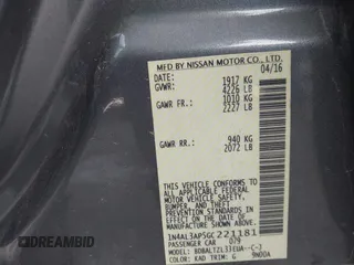 2016 Nissan Altima S z VIN 1N4AL3AP5GC221181, wystawiony jako IAAI lot #41341404 z przebiegiem 177 674 mil mil oraz . Historia ofert i sprzedaży dostępna na DreamBid. Obrazek 8.