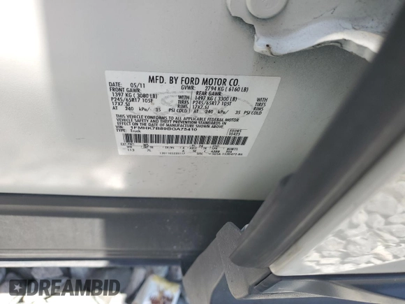 2011 Ford Explorer with VIN 1FMHK7B89BGA75410, listed as a Copart auction lot 55923305 with 99,877 mi miles and Salvage title. Bid and sale history available at DreamBid. Image 14.