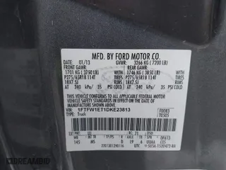 2013 Ford F-150 XL with VIN 1FTFW1ET1DKE23813, listed as a IAAI auction lot 41784232 with 140,886 mi miles. Bid and sale history available at carsss.com. Image 9.